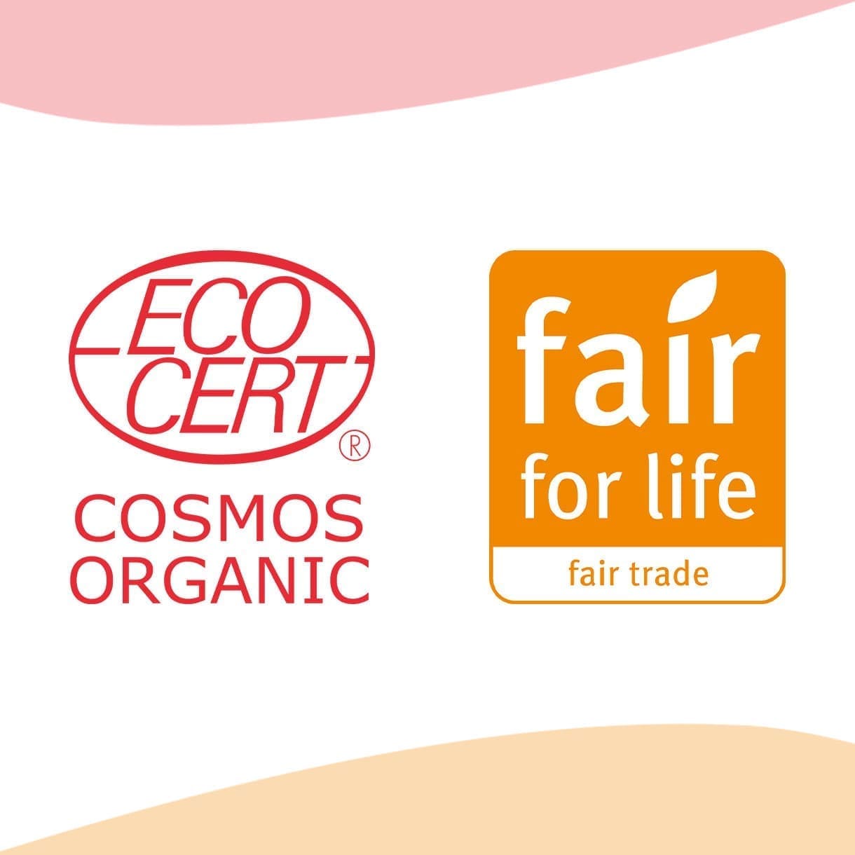 Logotipos de certificación Ecocert Cosmos Organic y Fair for Life que garantizan el origen ecológico y el comercio justo del tinte vegetal Herbatint